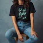 Drink It Black Coffee Lover Printed Unisex T-Shirt | Hutke