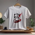 Panda on Skateboard with Headphones Graphic Cotton T-Shirt | Hutke