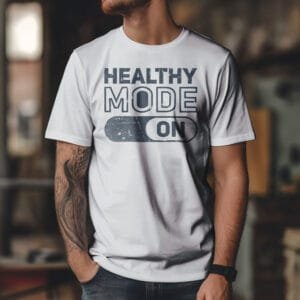 Healthy Mode On Gym Fitness Graphic Cotton T-Shirt | 200 GSM | Hutke