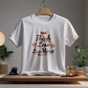 Think Less Live More Motivational Printed 200 GSM Cotton T-Shirt | Hutke