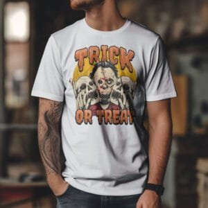 Trick or Treat Monster Halloween Graphic Printed Cotton T-Shirt | Hutke