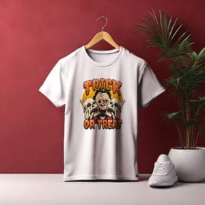 Trick or Treat Monster Halloween Graphic Printed Cotton T-Shirt | Hutke