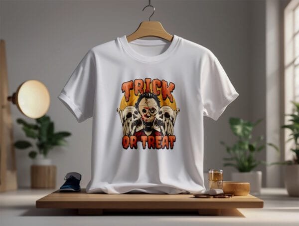Trick or Treat Monster Halloween Graphic Printed Cotton T-Shirt | Hutke