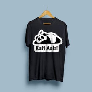 Kafi Aalsi Cute Panda Printed T-Shirt for Lazy Souls | Unisex | Hutke